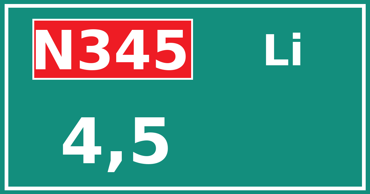 Hectometerbord N345 4,5 zijde Li