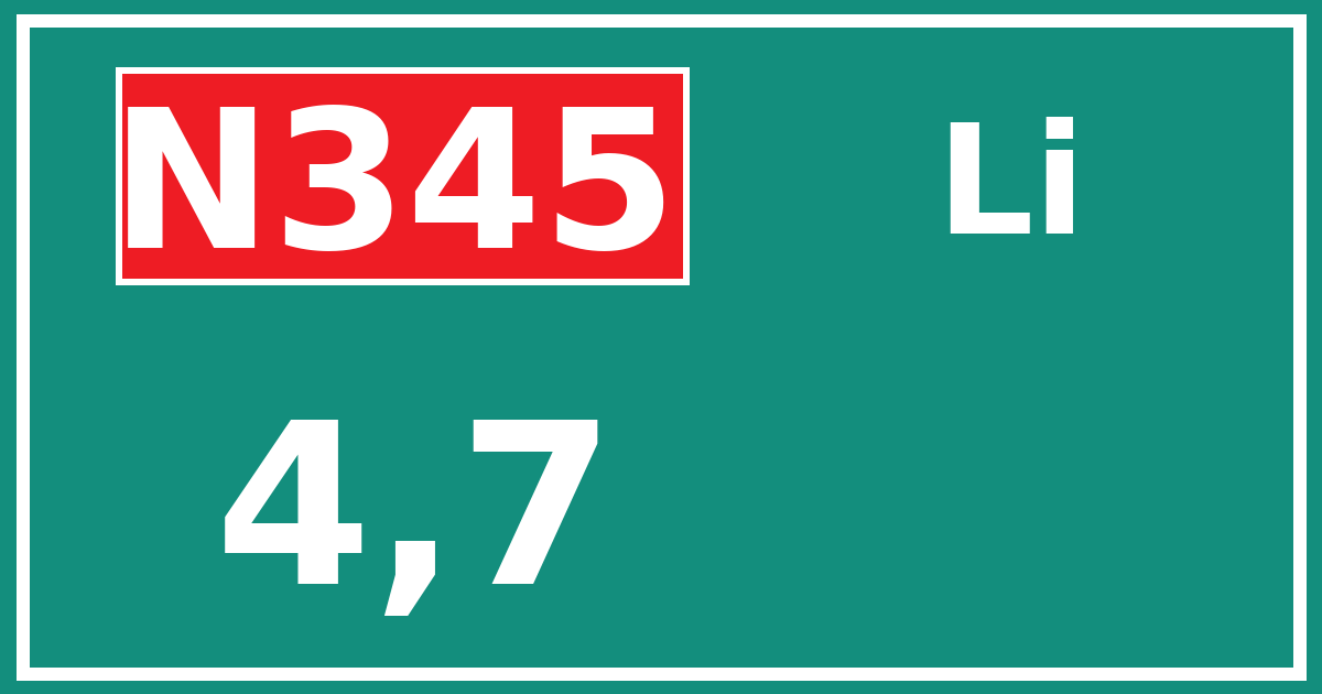 Hectometerbord N345 4,7 zijde Li