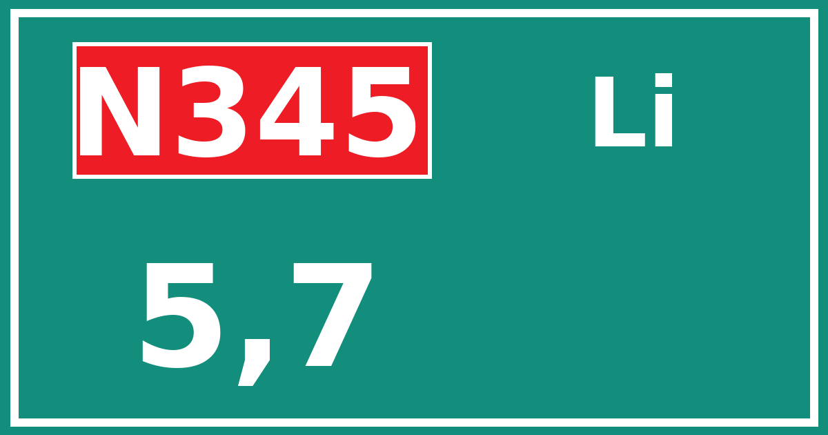 Hectometerbord N345 5,7 zijde Li