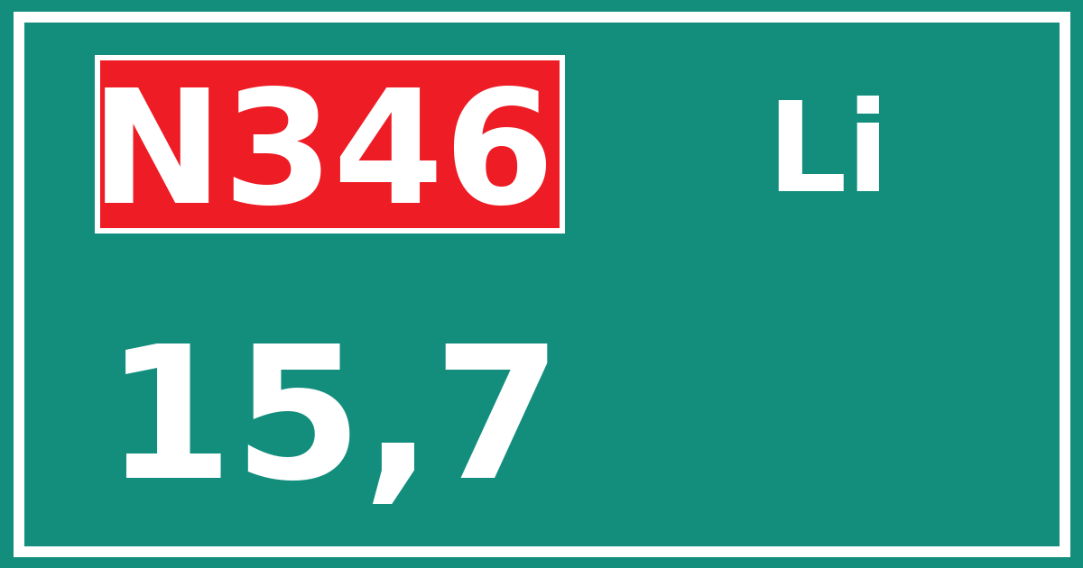Hectometerbord N346 15,7 zijde Li