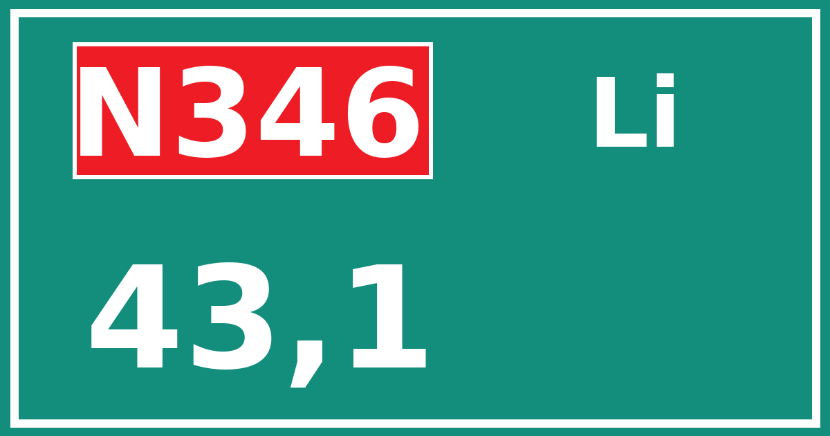 Hectometerbord N346 43,1 zijde Li