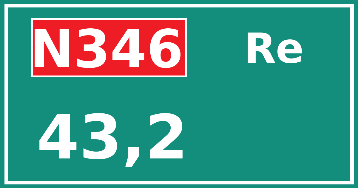 Hectometerbord N346 43,2 zijde Re
