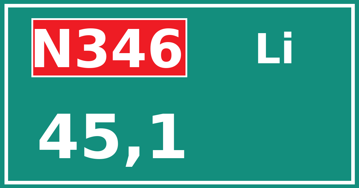 Hectometerbord N346 45,1 zijde Li