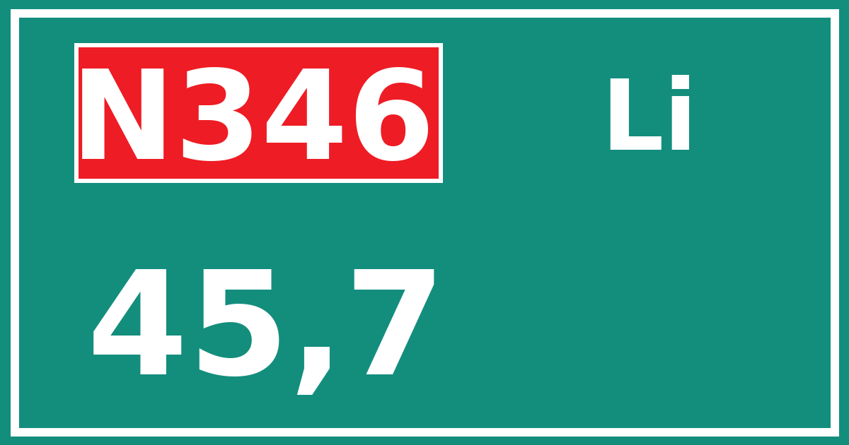 Hectometerbord N346 45,7 zijde Li