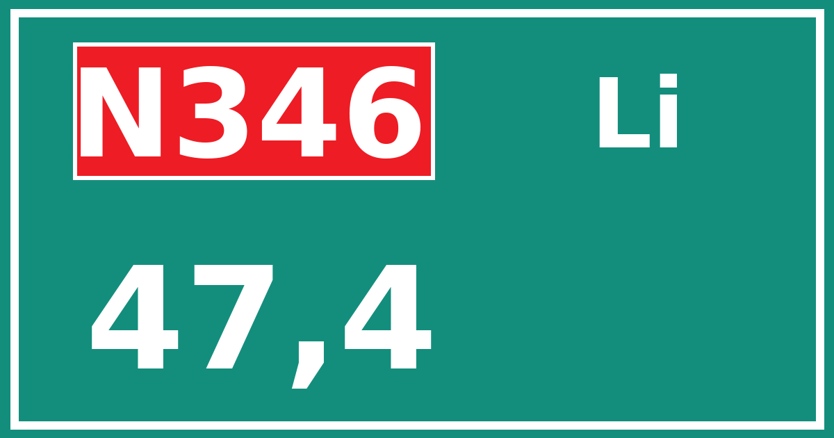 Hectometerbord N346 47,4 zijde Li