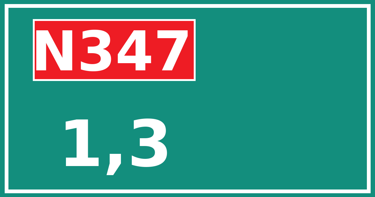Hectometerbord N347 1,3