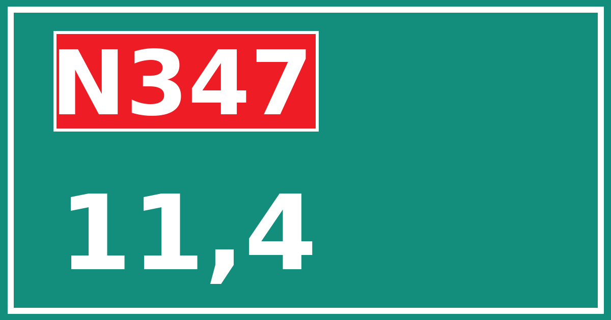 Hectometerbord N347 11,4