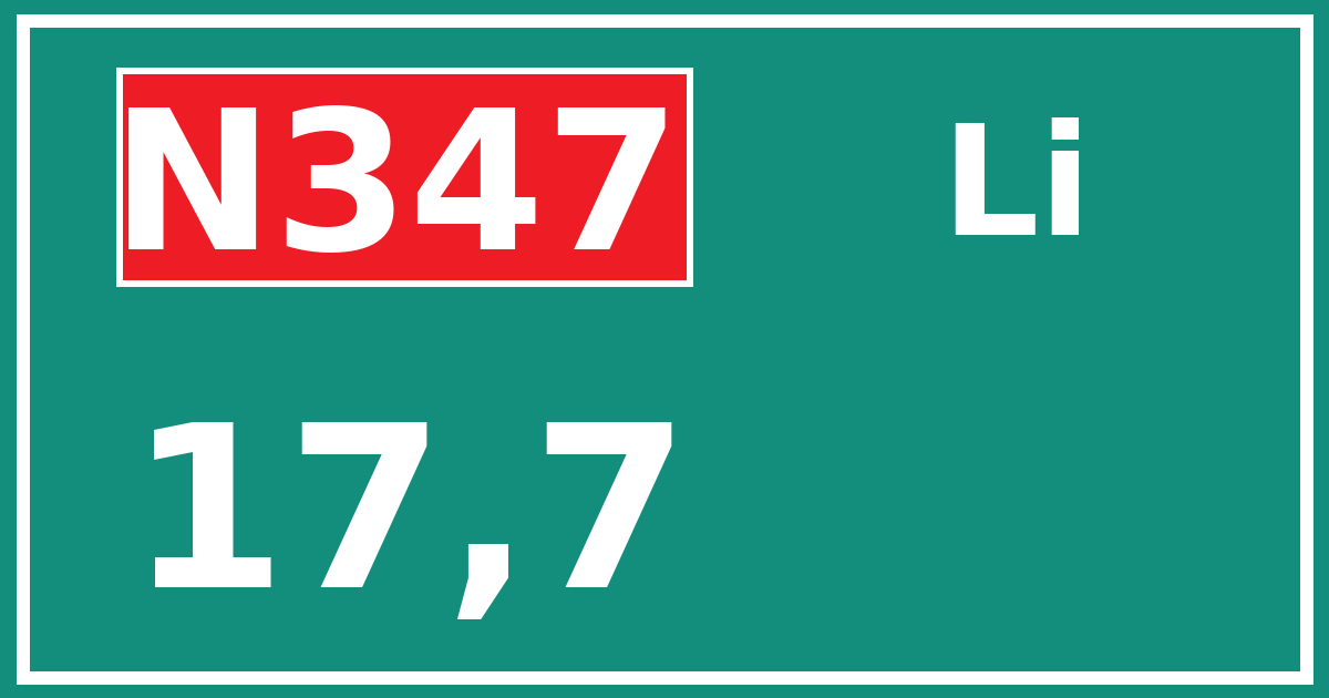 Hectometerbord N347 17,7 zijde Li