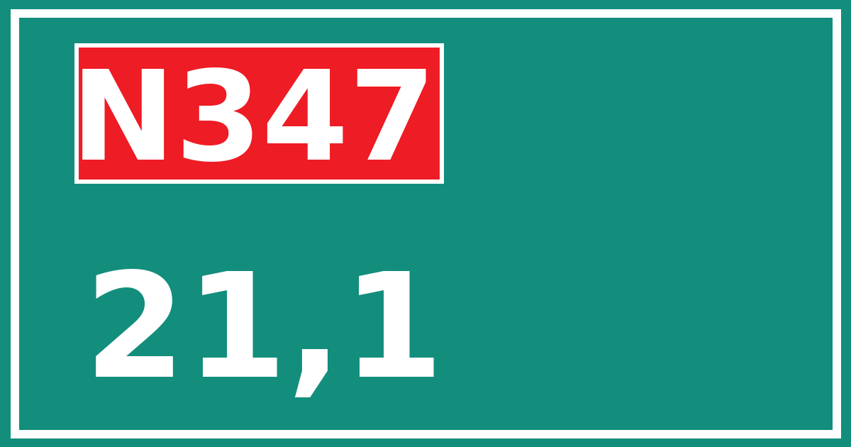 Hectometerbord N347 21,1