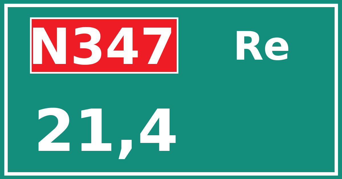 Hectometerbord N347 21,4 zijde Re