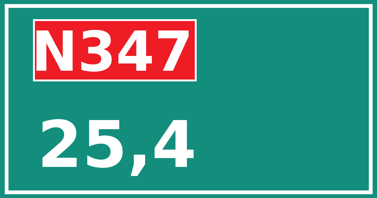 Hectometerbord N347 25,4