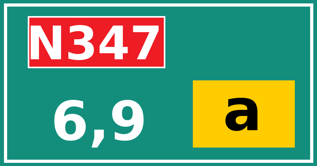 Hectometerbord N347 6,9 letter a