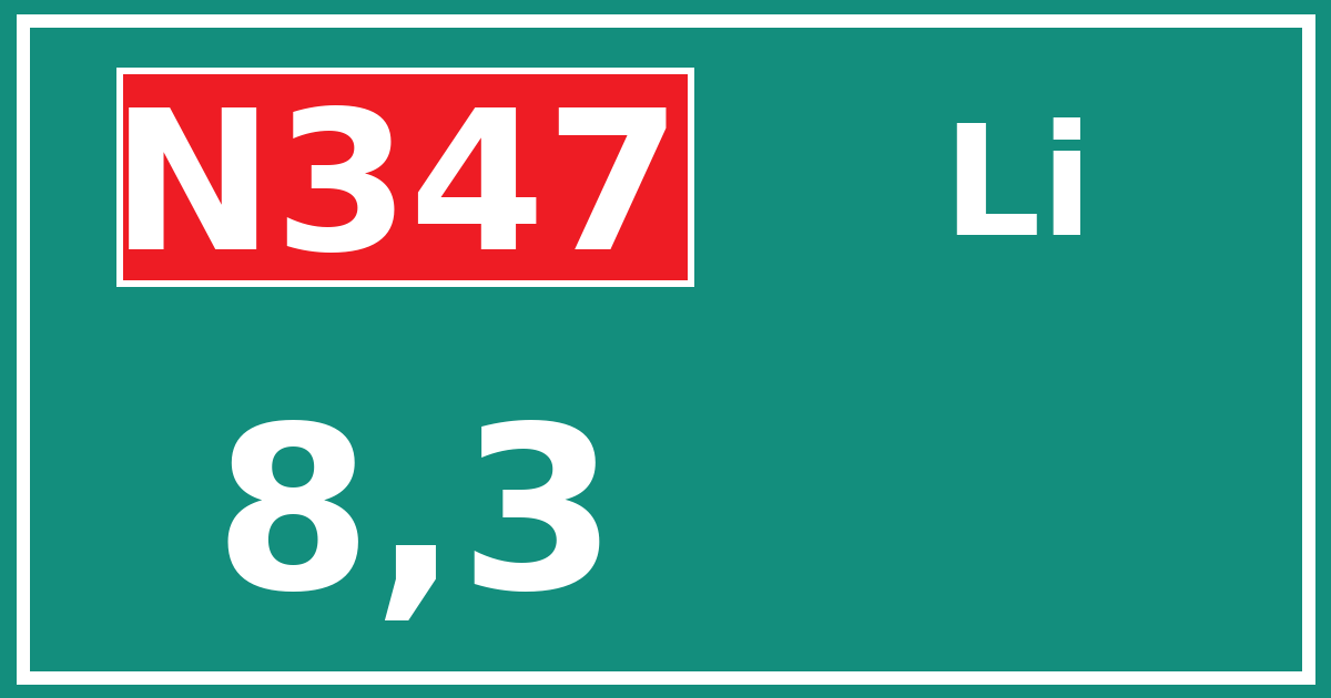 Hectometerbord N347 8,3 zijde Li