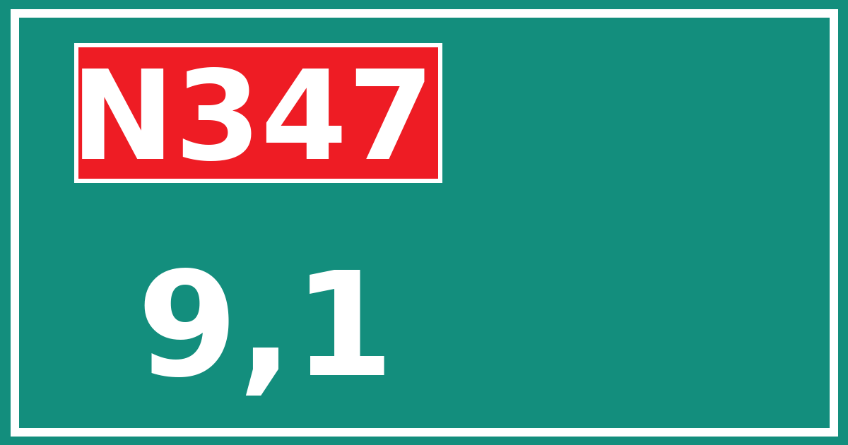 Hectometerbord N347 9,1