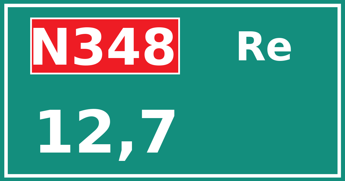 Hectometerbord N348 12,7 zijde Re