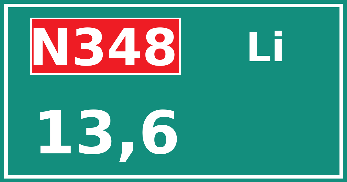 Hectometerbord N348 13,6 zijde Li