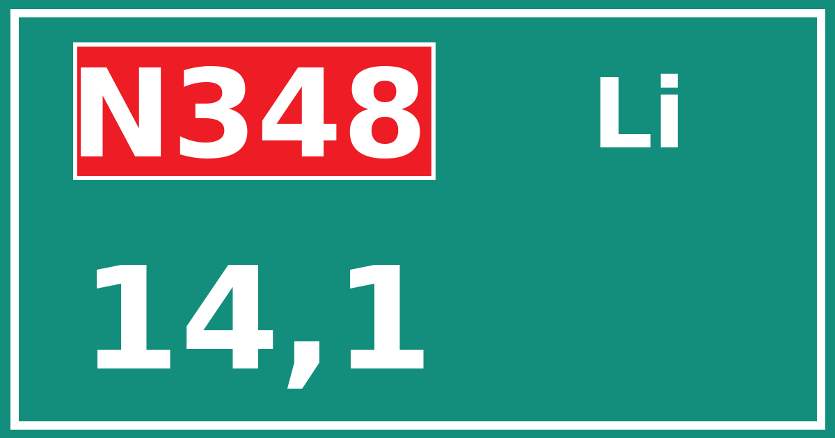 Hectometerbord N348 14,1 zijde Li