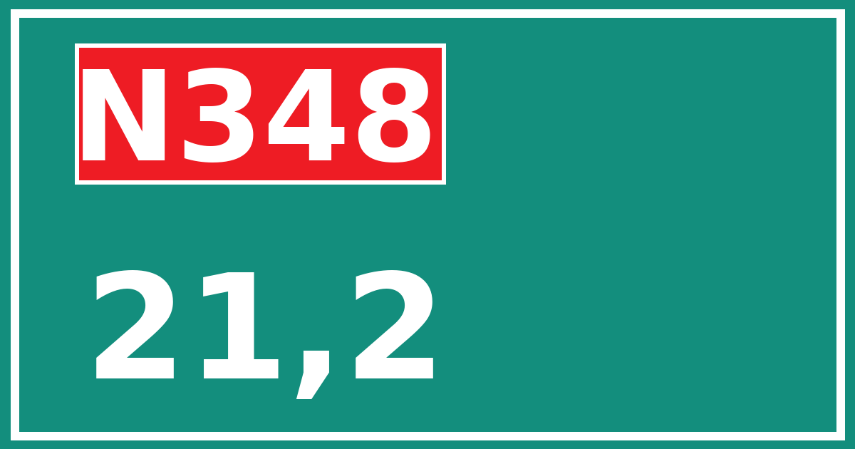 Hectometerbord N348 21,2