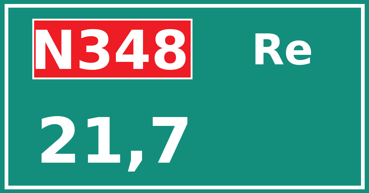 Hectometerbord N348 21,7 zijde Re