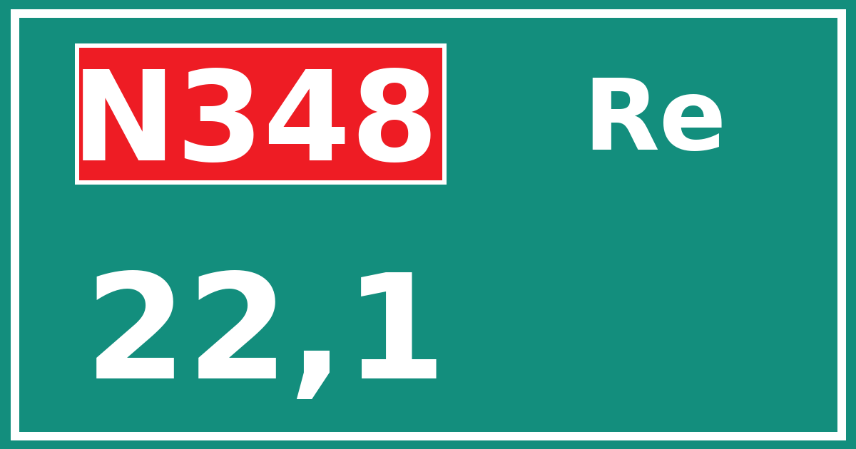 Hectometerbord N348 22,1 zijde Re