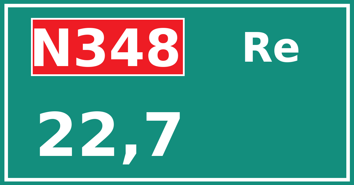 Hectometerbord N348 22,7 zijde Re