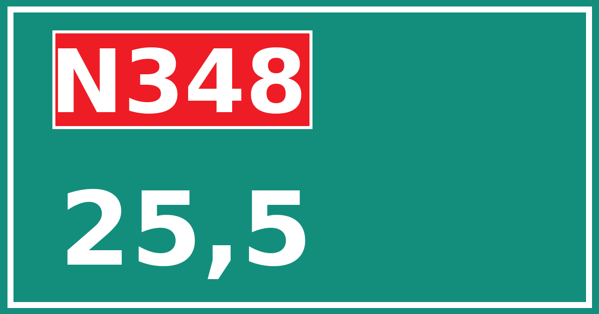 Hectometerbord N348 25,5