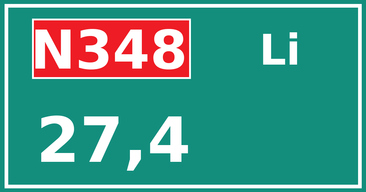 Hectometerbord N348 27,4 zijde Li