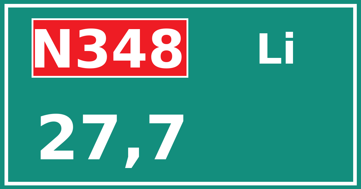Hectometerbord N348 27,7 zijde Li