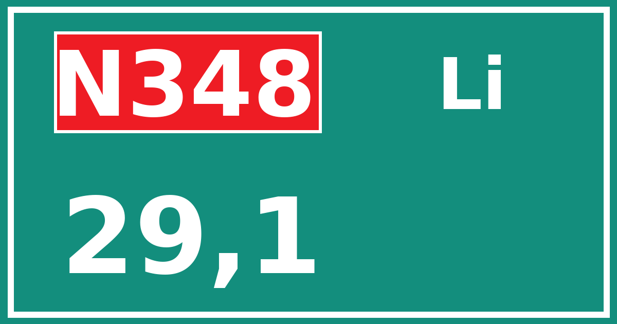Hectometerbord N348 29,1 zijde Li