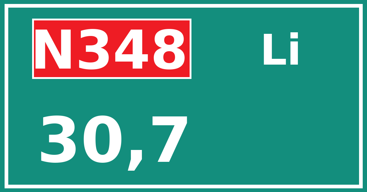 Hectometerbord N348 30,7 zijde Li