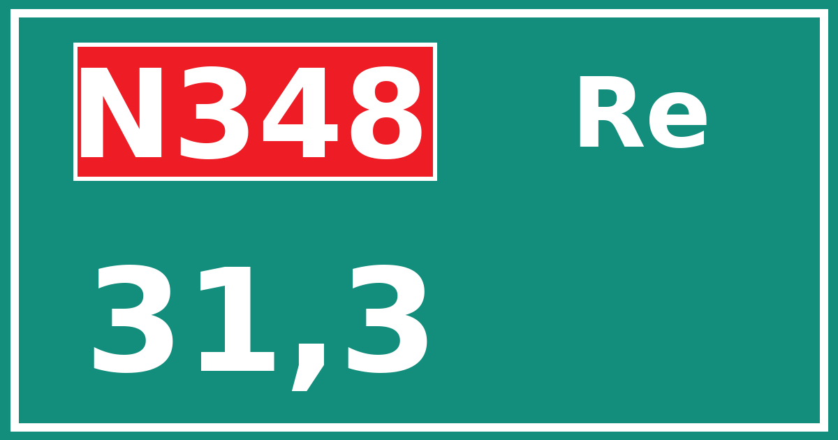 Hectometerbord N348 31,3 zijde Re