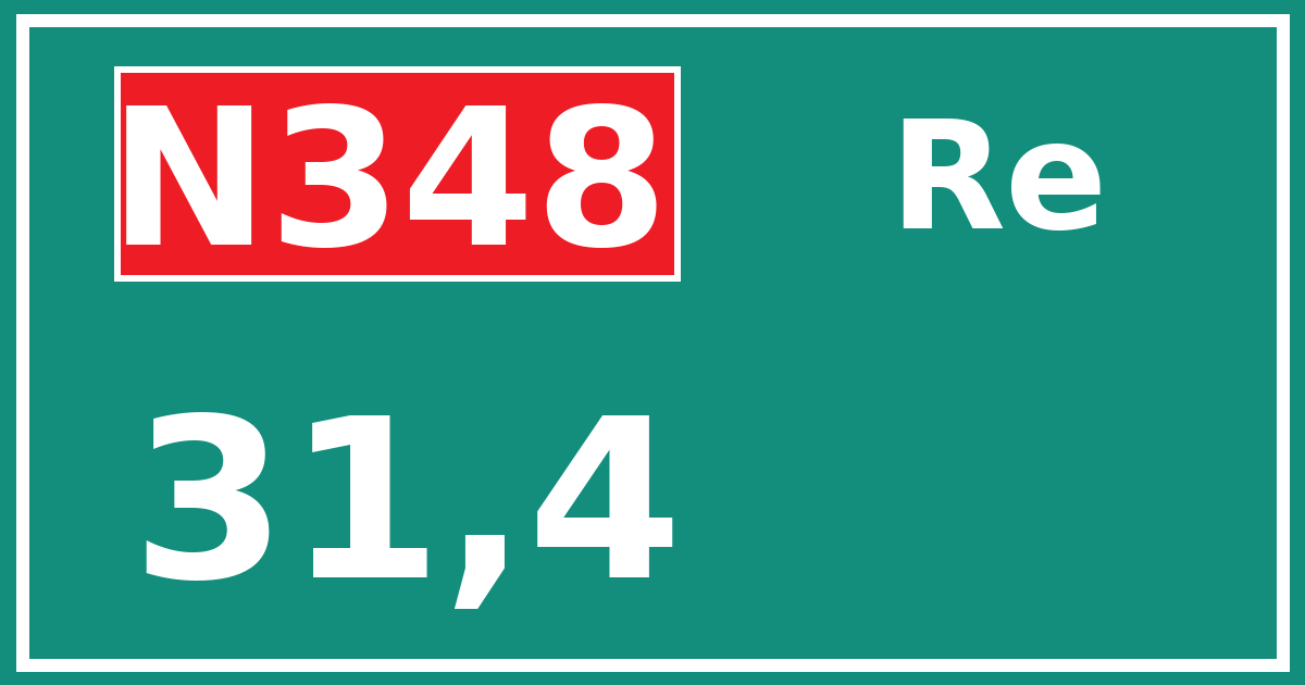 Hectometerbord N348 31,4 zijde Re