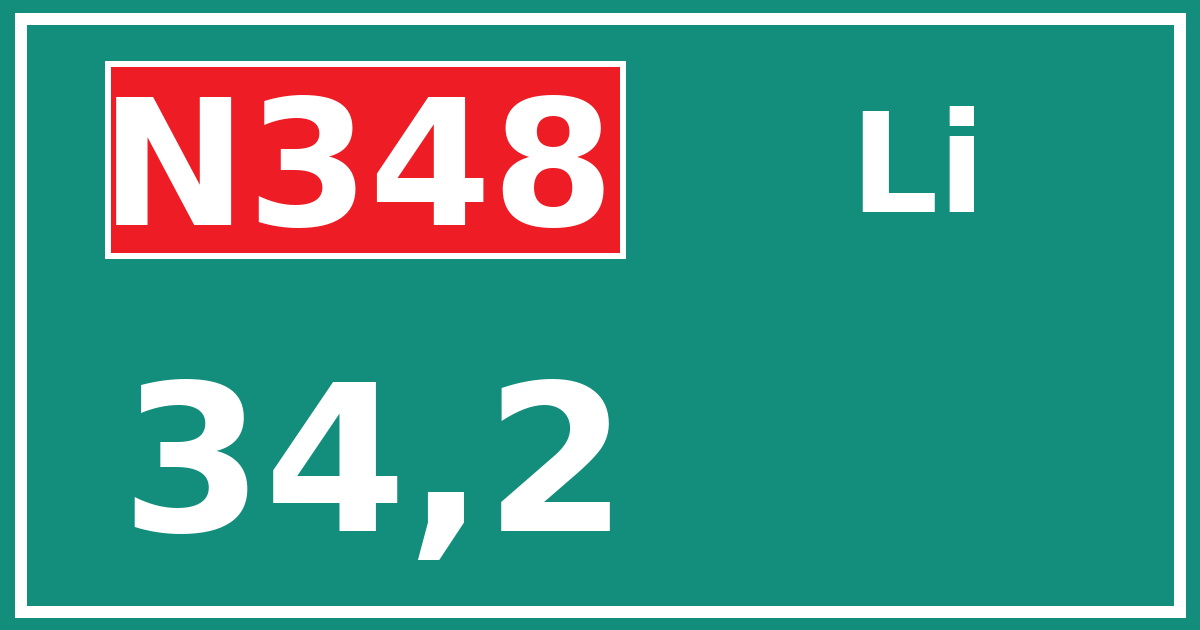 Hectometerbord N348 34,2 zijde Li