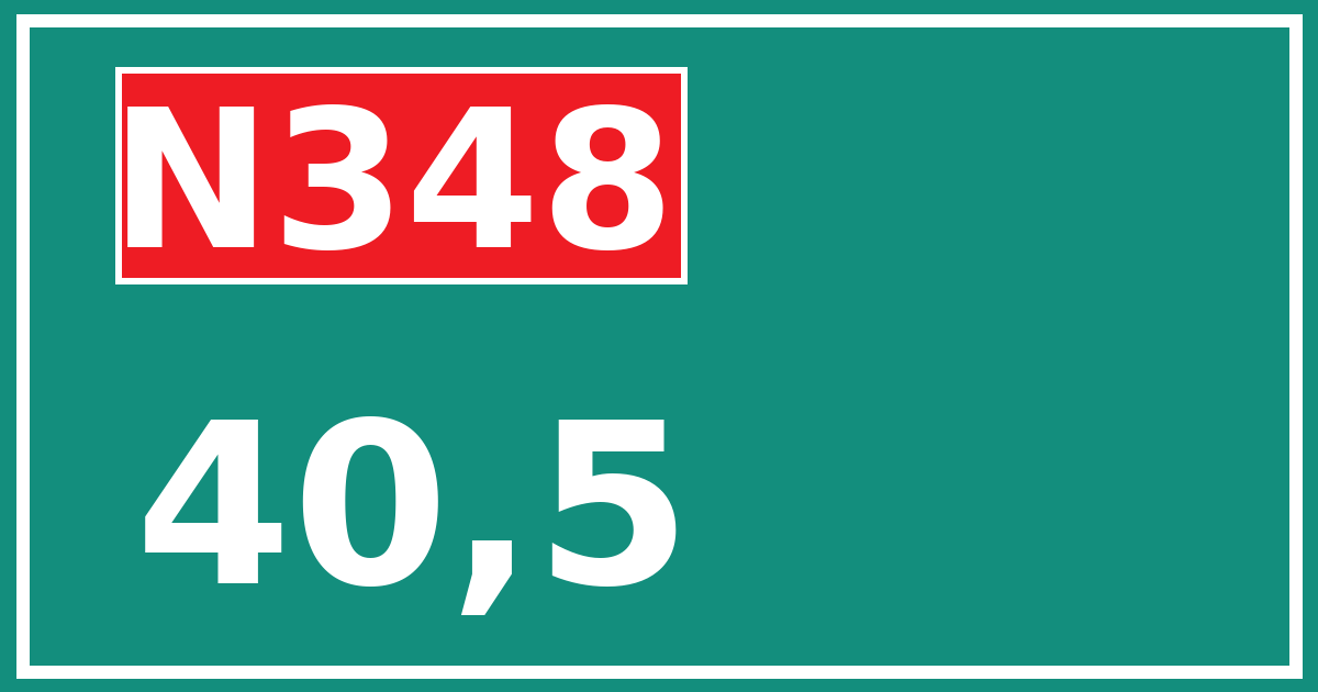 Hectometerbord N348 40,5