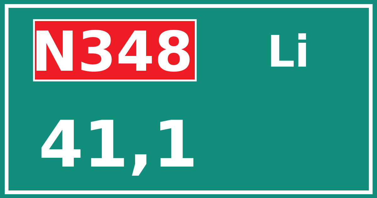 Hectometerbord N348 41,1 zijde Li