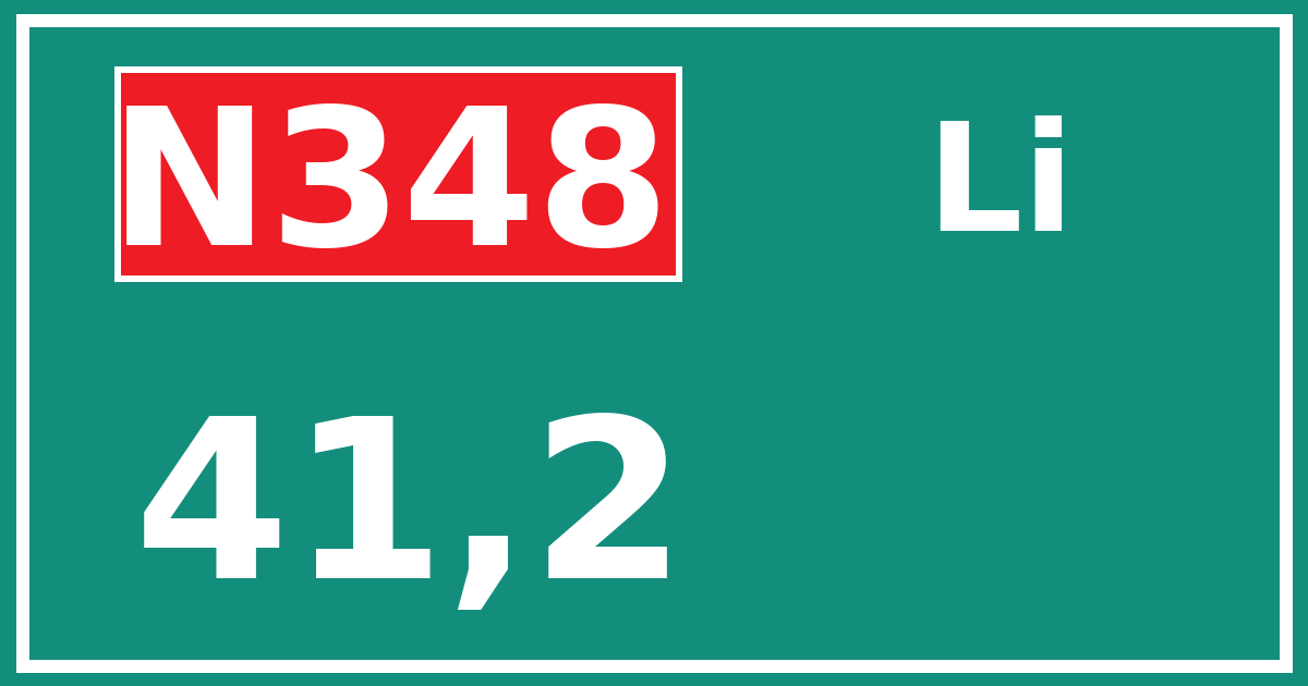 Hectometerbord N348 41,2 zijde Li