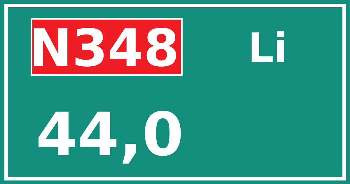 Hectometerbord N348 44,0 zijde Li
