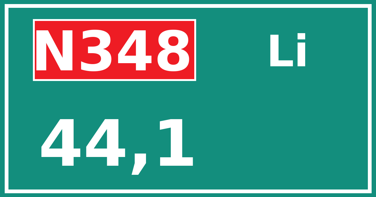 Hectometerbord N348 44,1 zijde Li