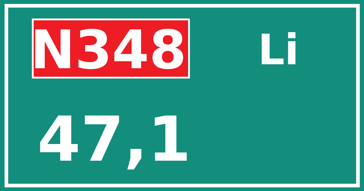 Hectometerbord N348 47,1 zijde Li