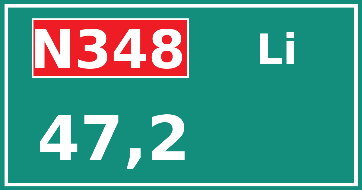 Hectometerbord N348 47,2 zijde Li
