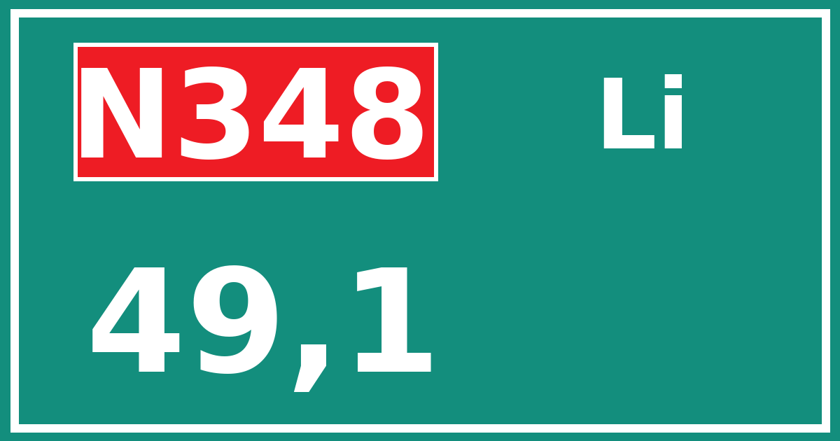 Hectometerbord N348 49,1 zijde Li