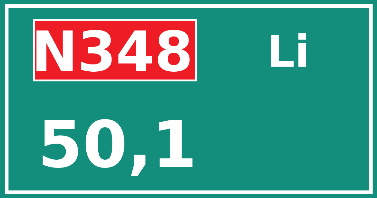 Hectometerbord N348 50,1 zijde Li
