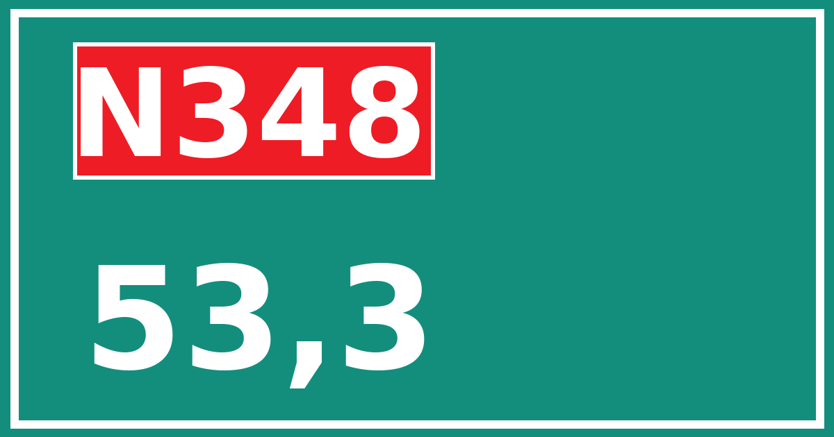 Hectometerbord N348 53,3