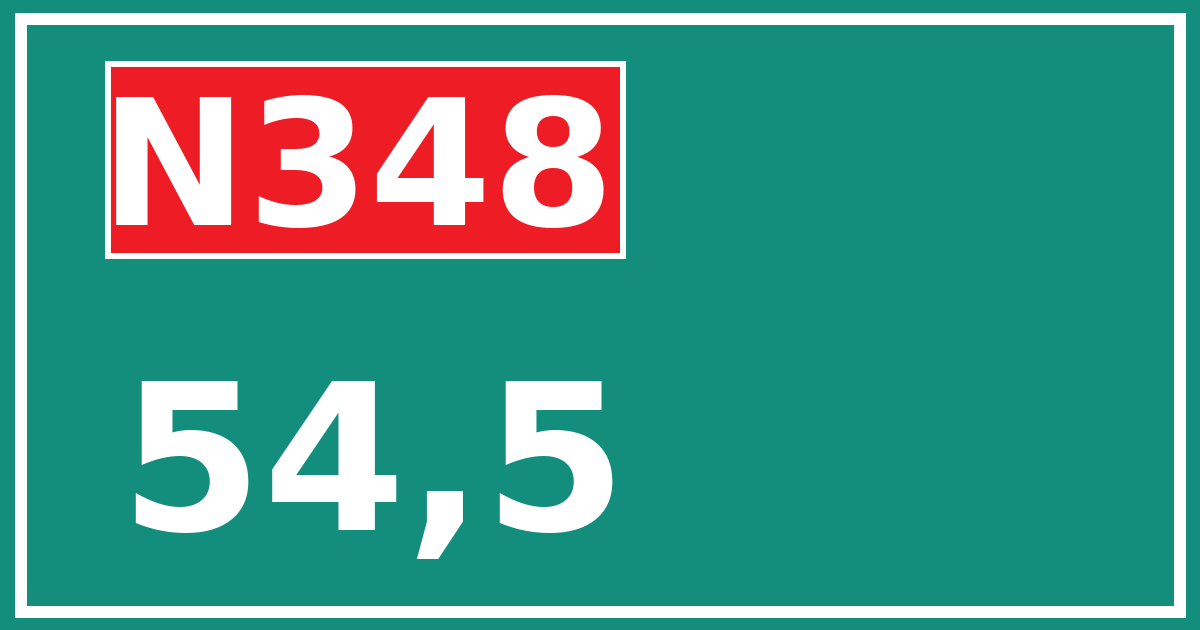 Hectometerbord N348 54,5