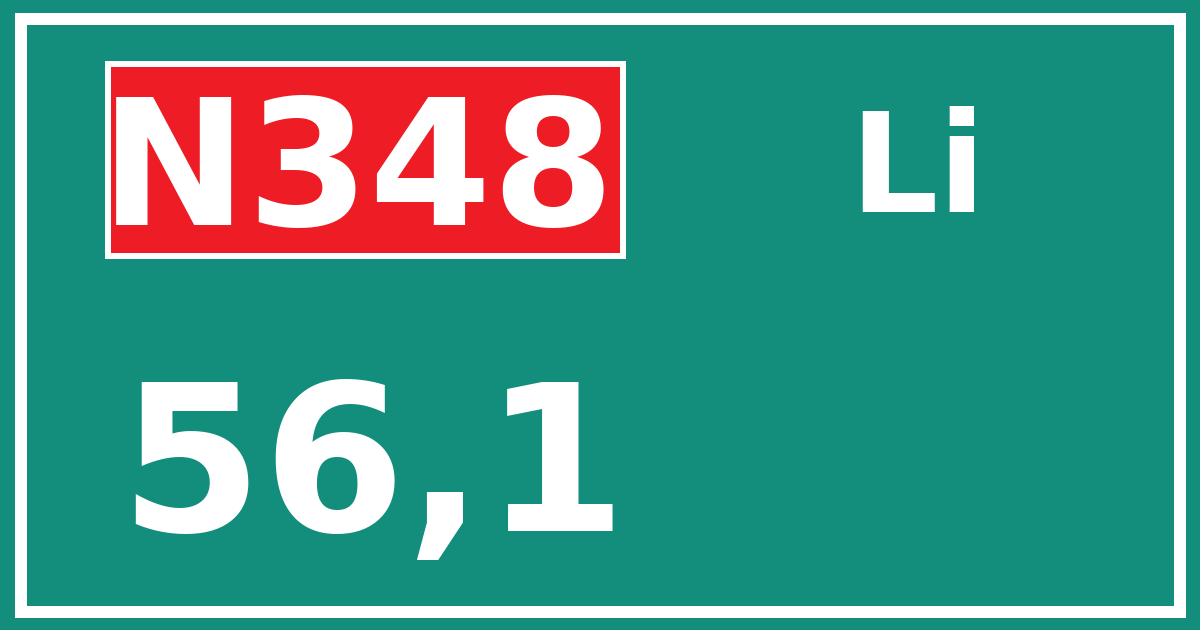 Hectometerbord N348 56,1 zijde Li