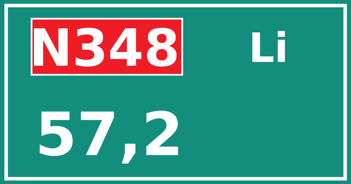 Hectometerbord N348 57,2 zijde Li