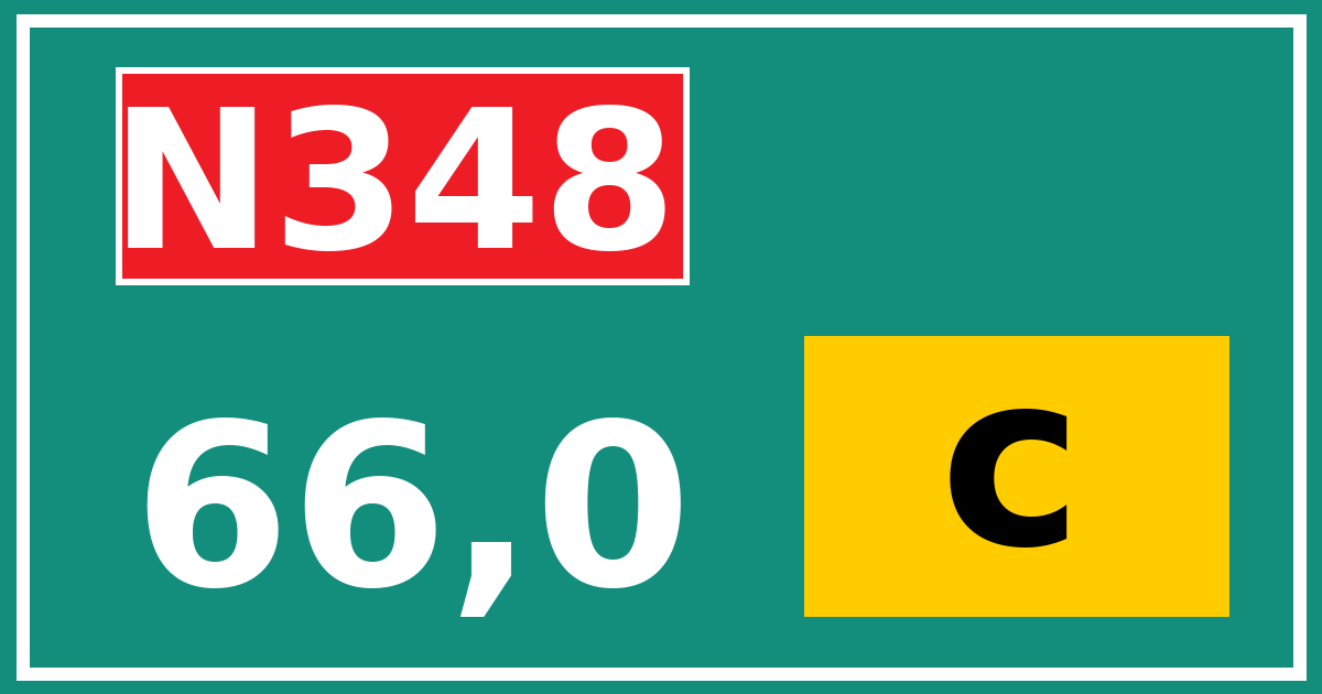 Hectometerbord N348 66,0 letter c