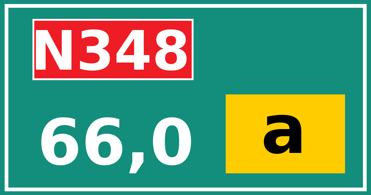 Hectometerbord N348 66,0 letter a