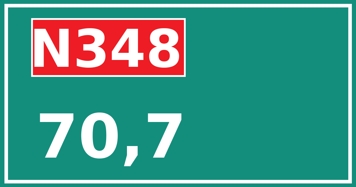 Hectometerbord N348 70,7