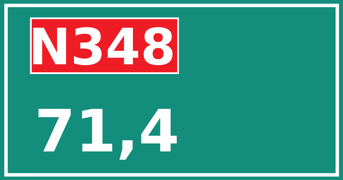 Hectometerbord N348 71,4